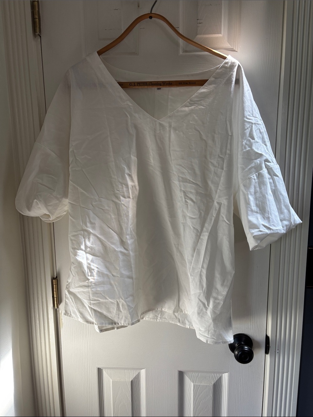 Classic White V-Neck Women's Top